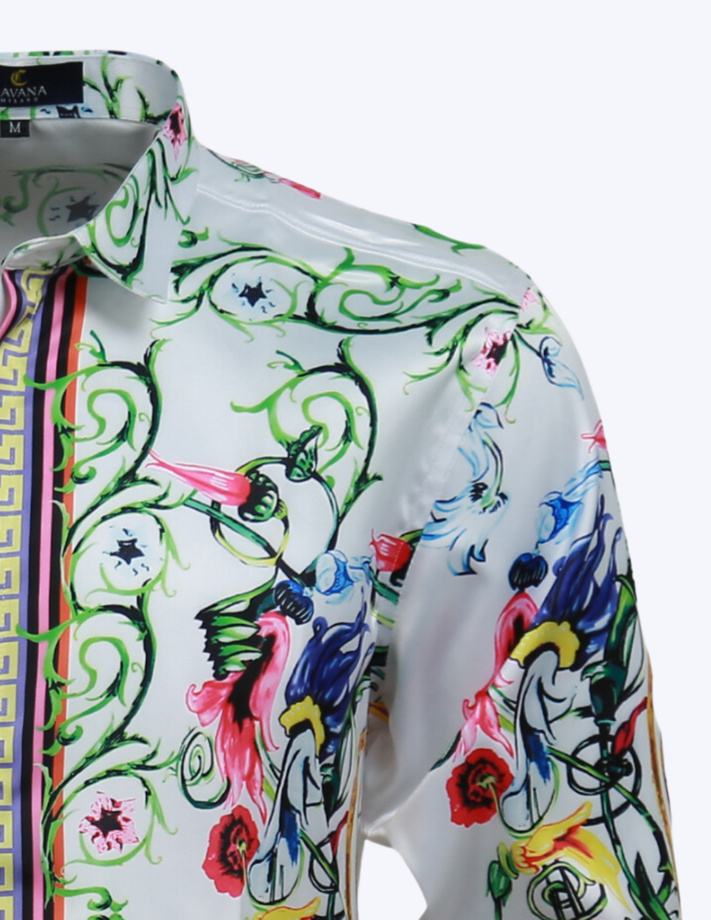 Vintage Chic Floral Print Long Sleeve Button Up Shirt for Men