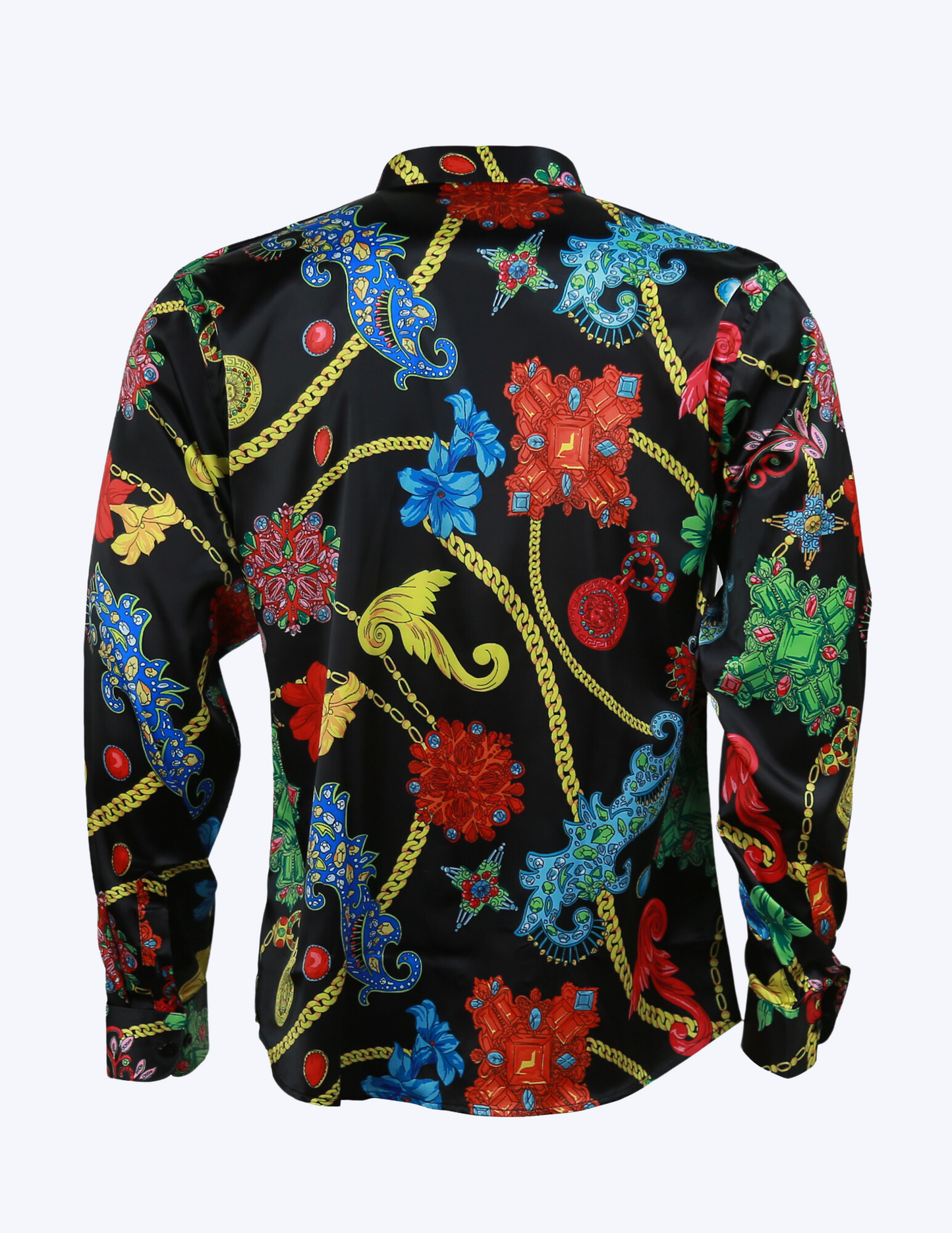 Men's Vintage-Inspired Floral Pattern  Long Sleeve Shirt