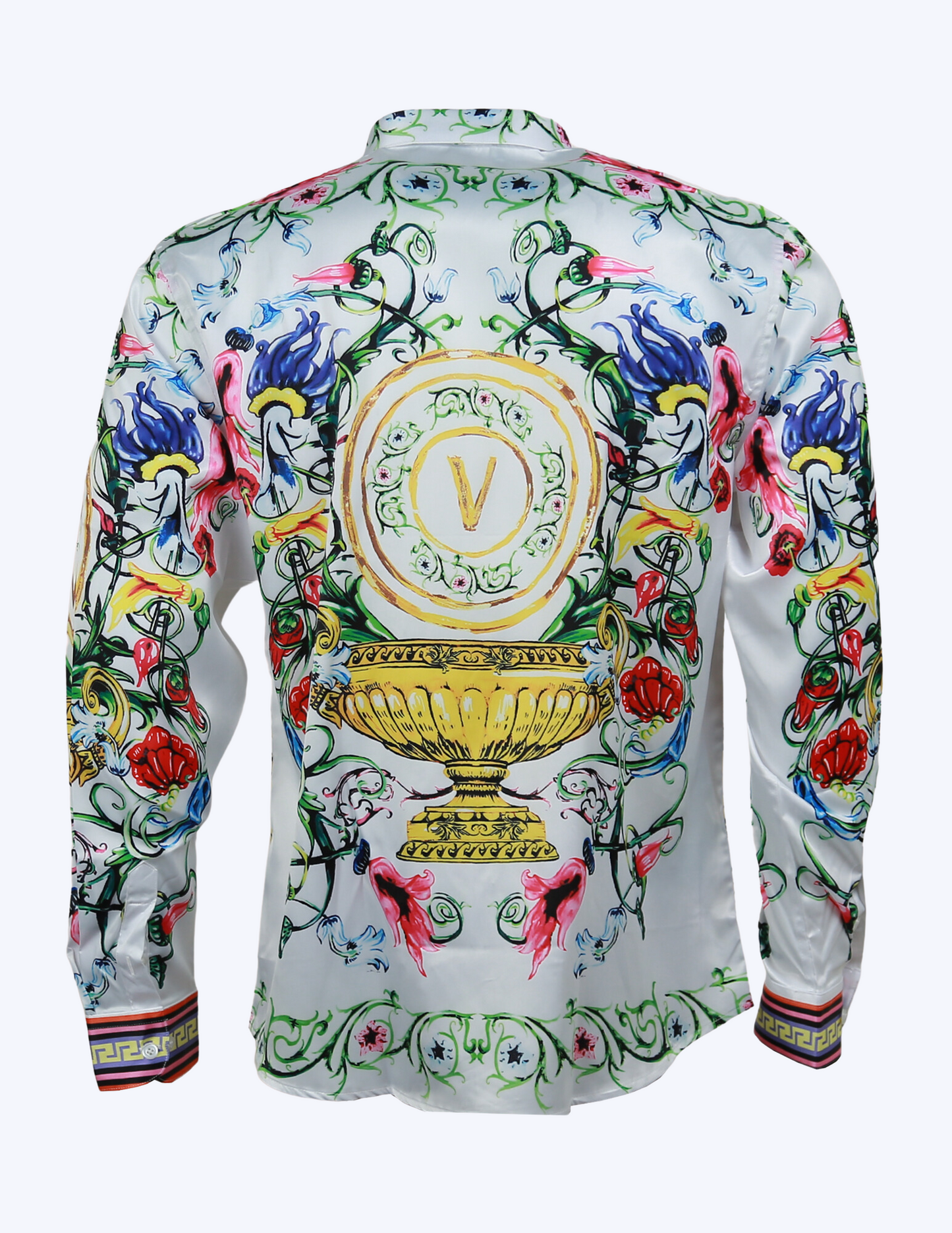 Vintage Chic Floral Print Long Sleeve Button Up Shirt for Men