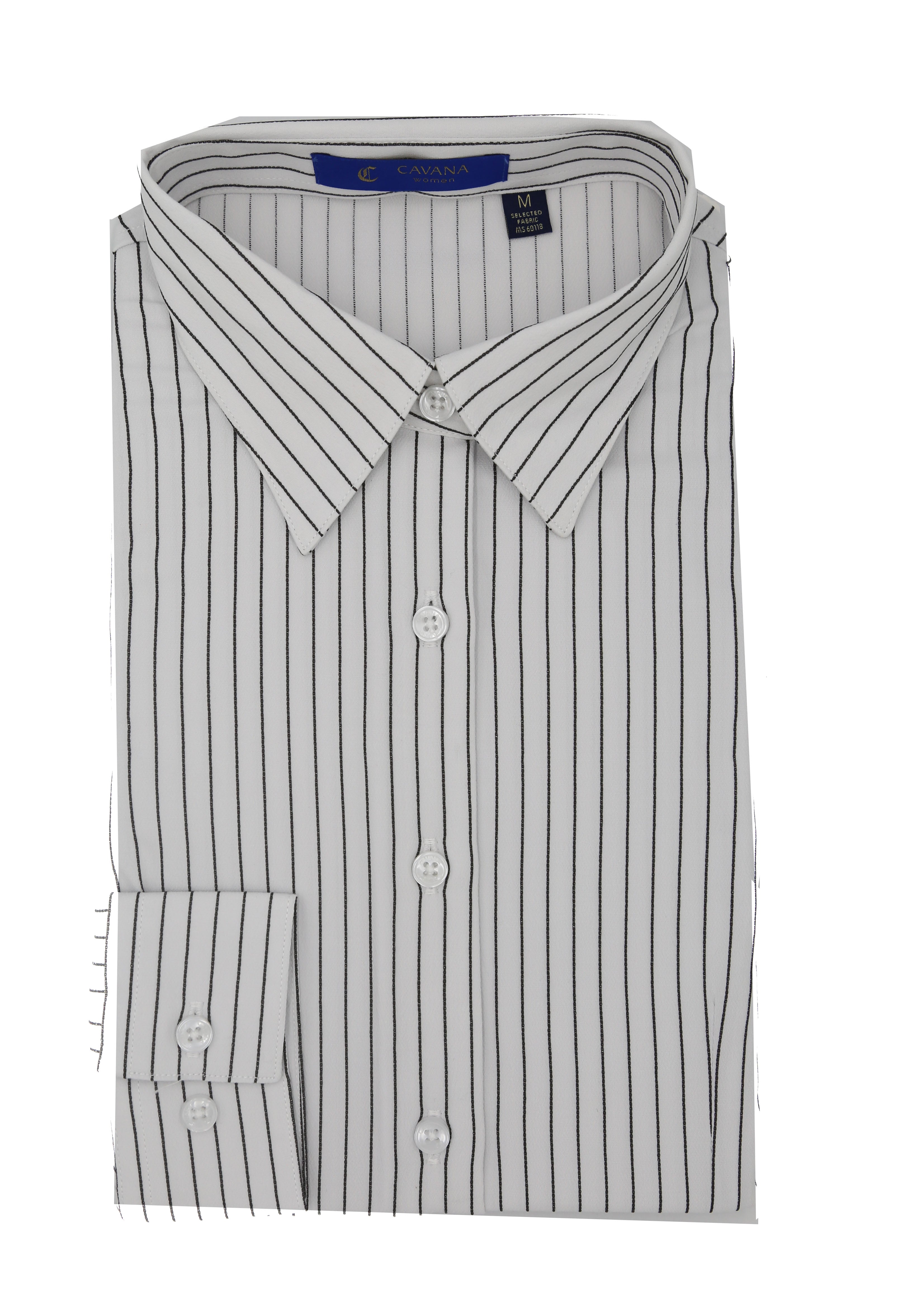 Men’s White & Black Striped Formal Shirt – Stylish Business Shirt