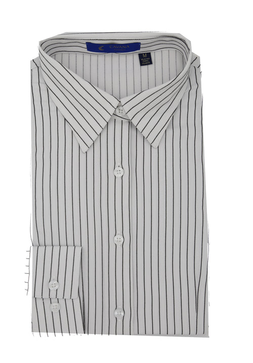 Men’s White & Black Striped Formal Shirt – Stylish Business Shirt