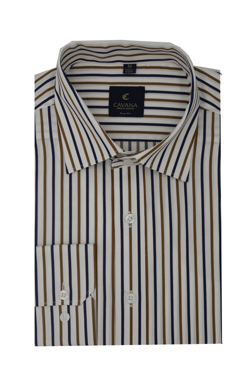 Men’s Multicolor Striped Dress Shirt – Modern Formal Wear