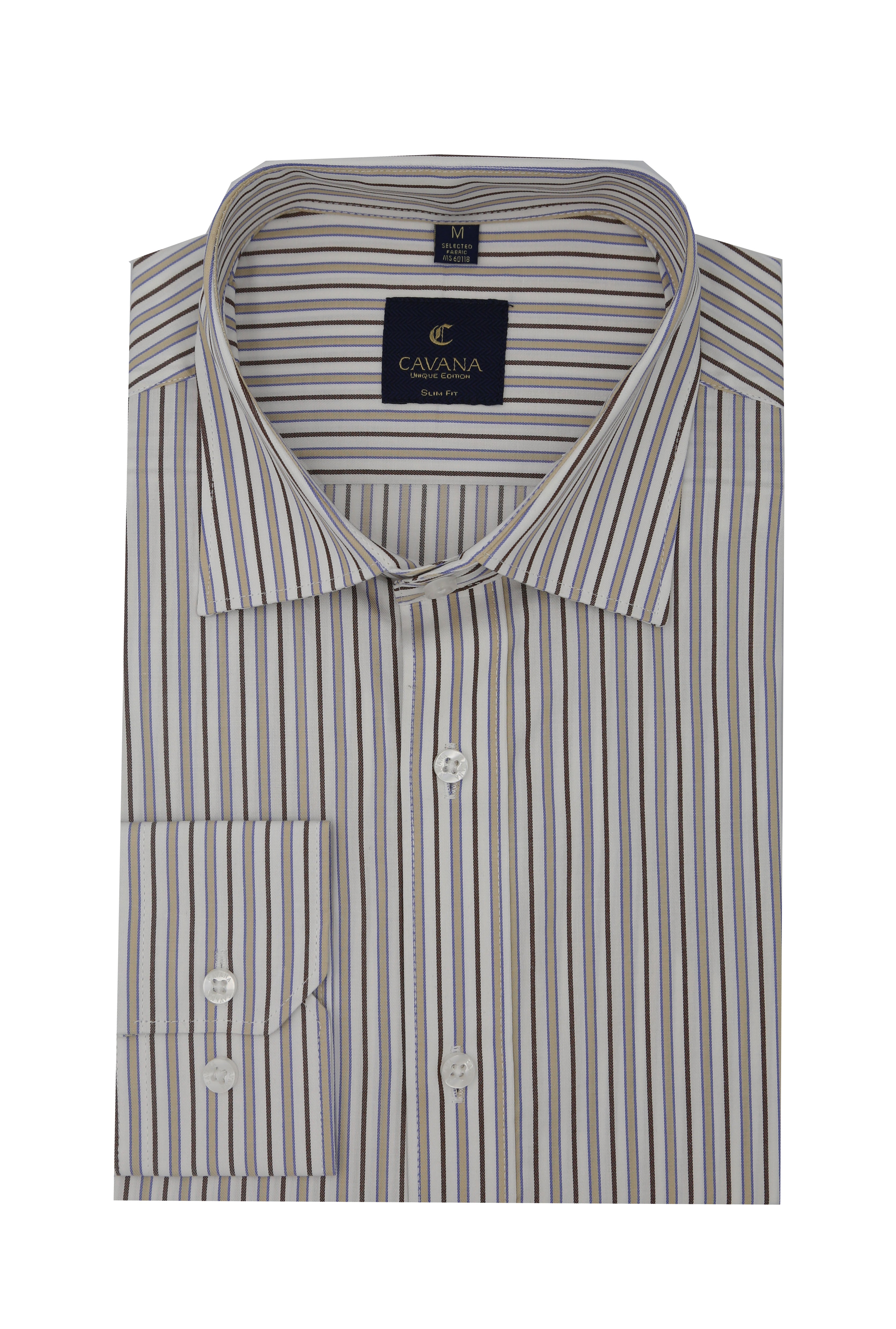 Men’s Brown Striped Formal Shirt – Premium Business Dress Shirt