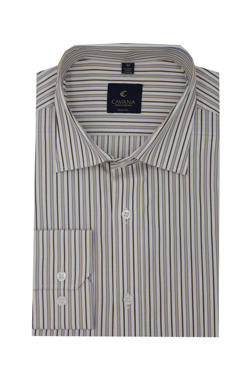 Men’s Brown Striped Formal Shirt – Premium Business Dress Shirt