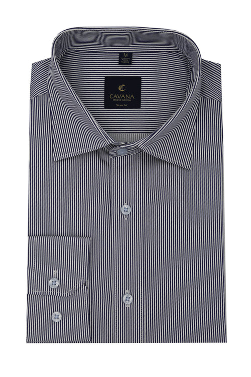 Men’s Grey Striped Formal Shirt – Elegant Office Shirt