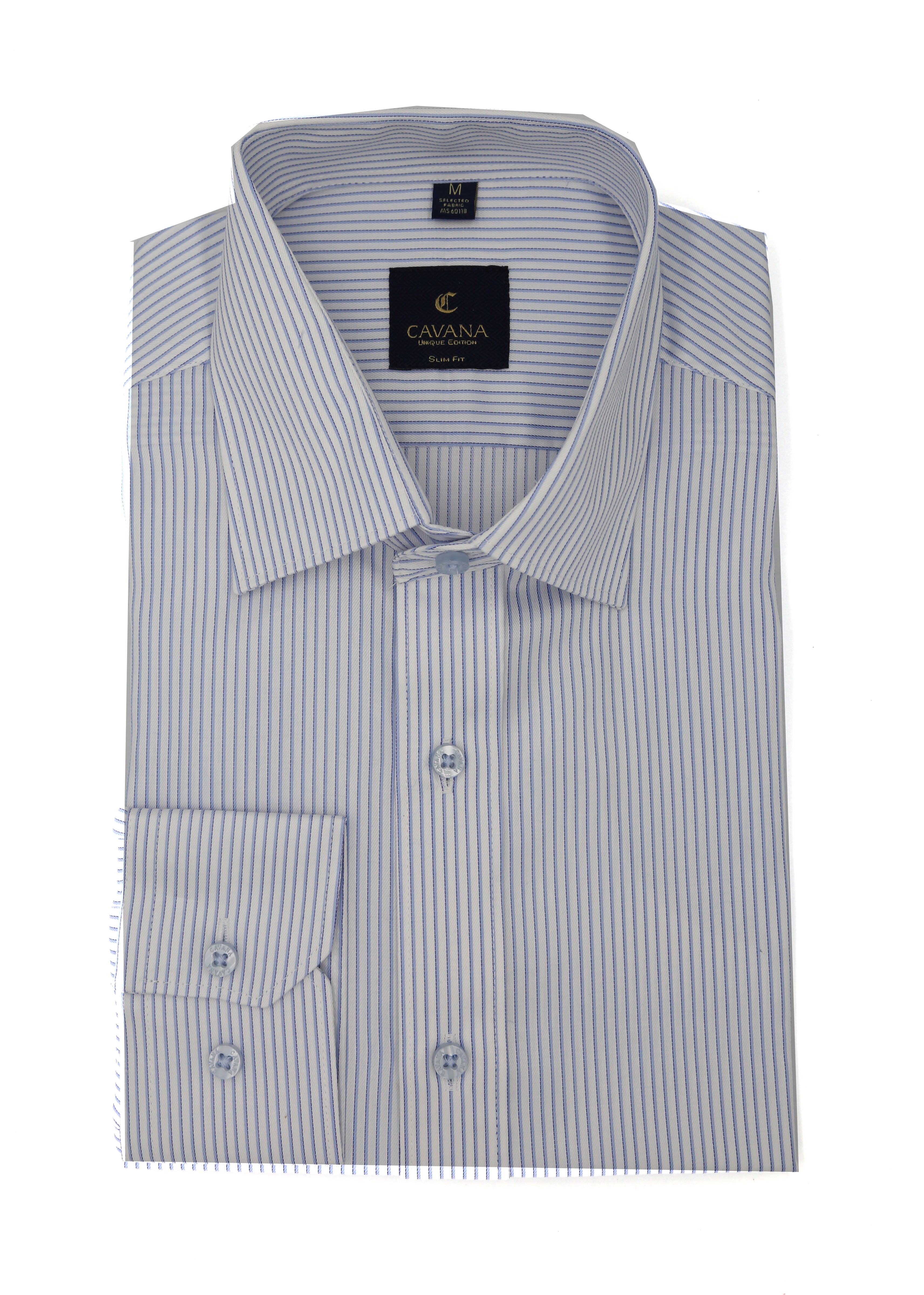 Men’s Grey Striped Business Shirt – Classic Office Wear