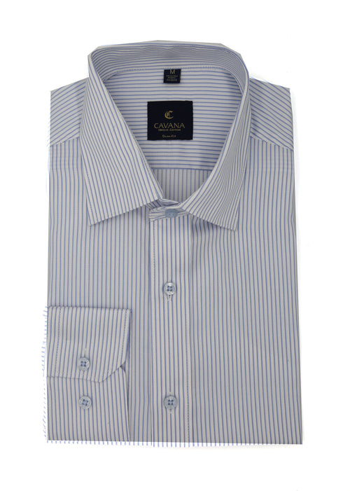 Men’s Grey Striped Business Shirt – Classic Office Wear