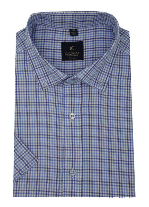 Men’s Blue Check Half Sleeve Shirt – Casual Business Shirt