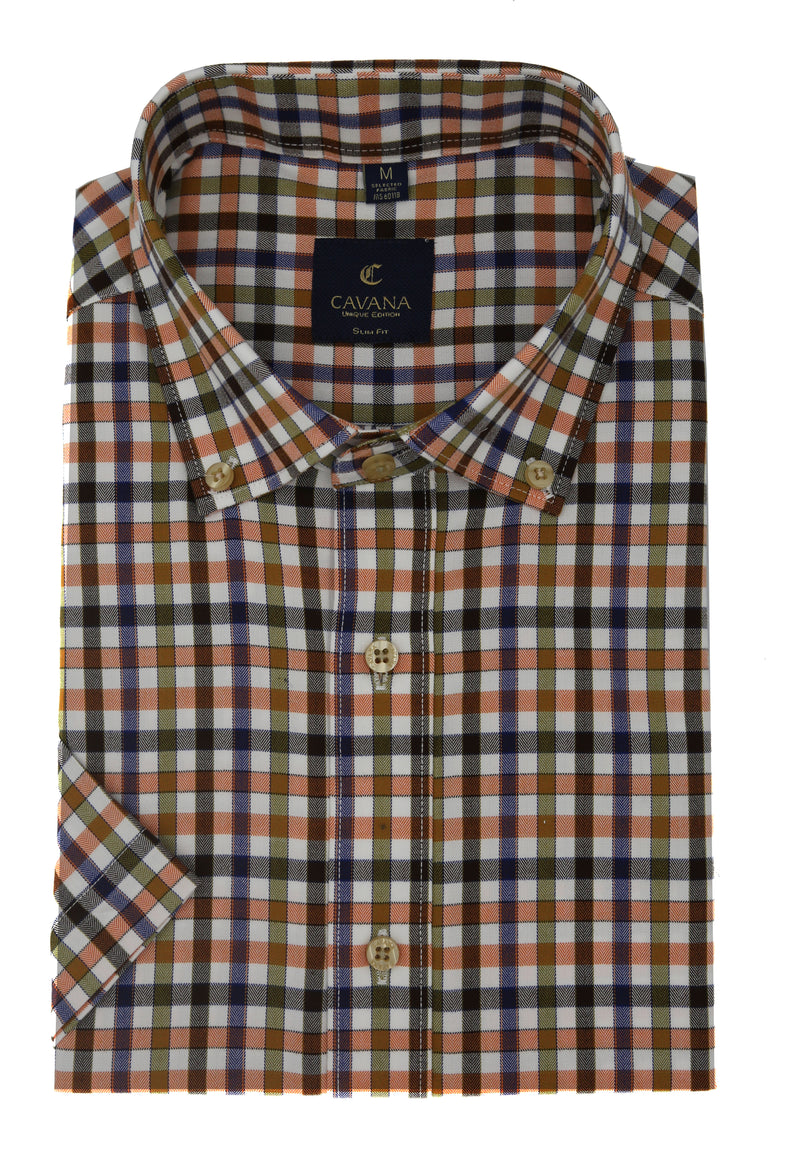 Men’s Brown Check Half Sleeve Shirt – Smart Casual Shirt