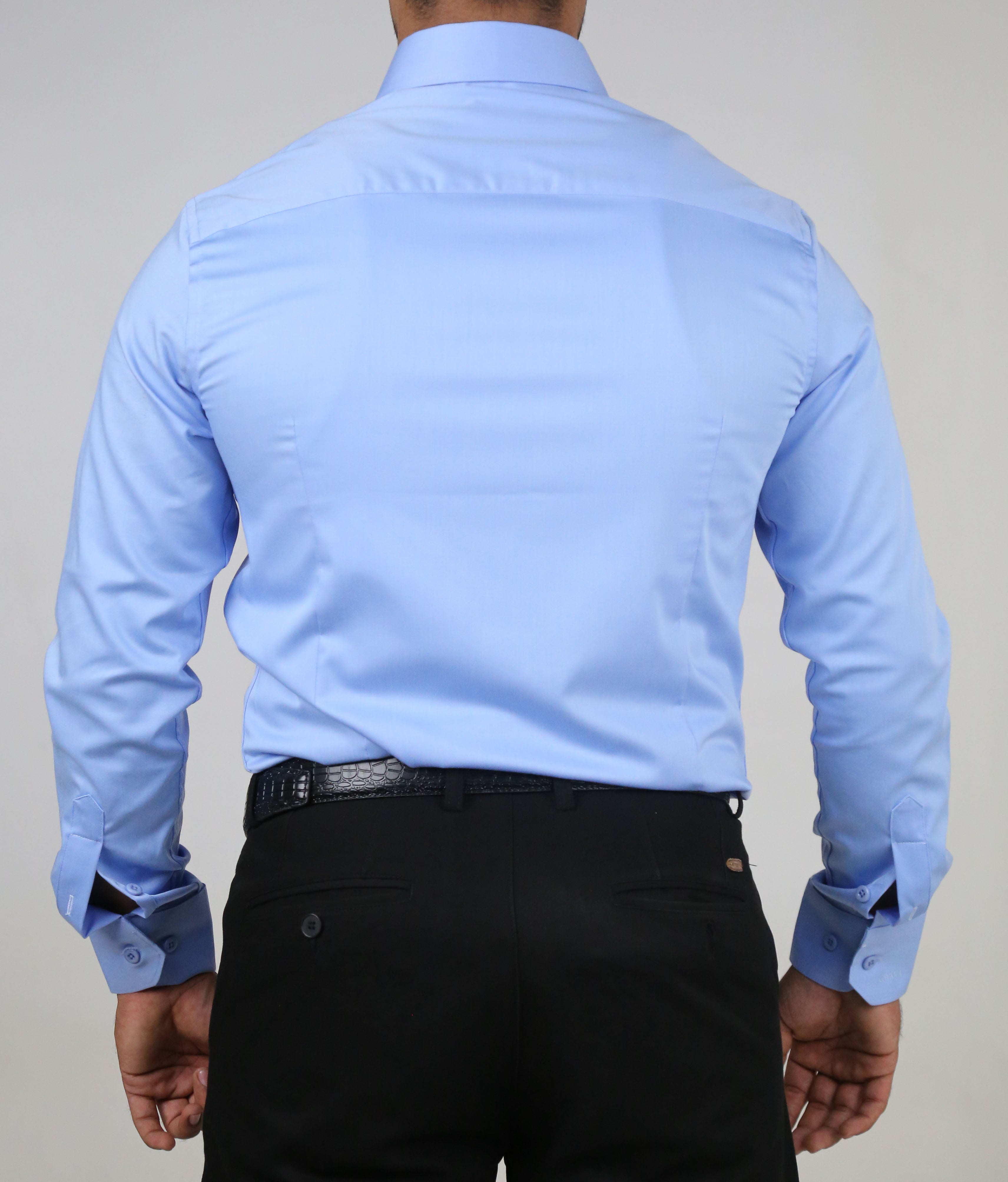 Men’s Light Blue Cotton Dress Shirt – Classic Office Shirt