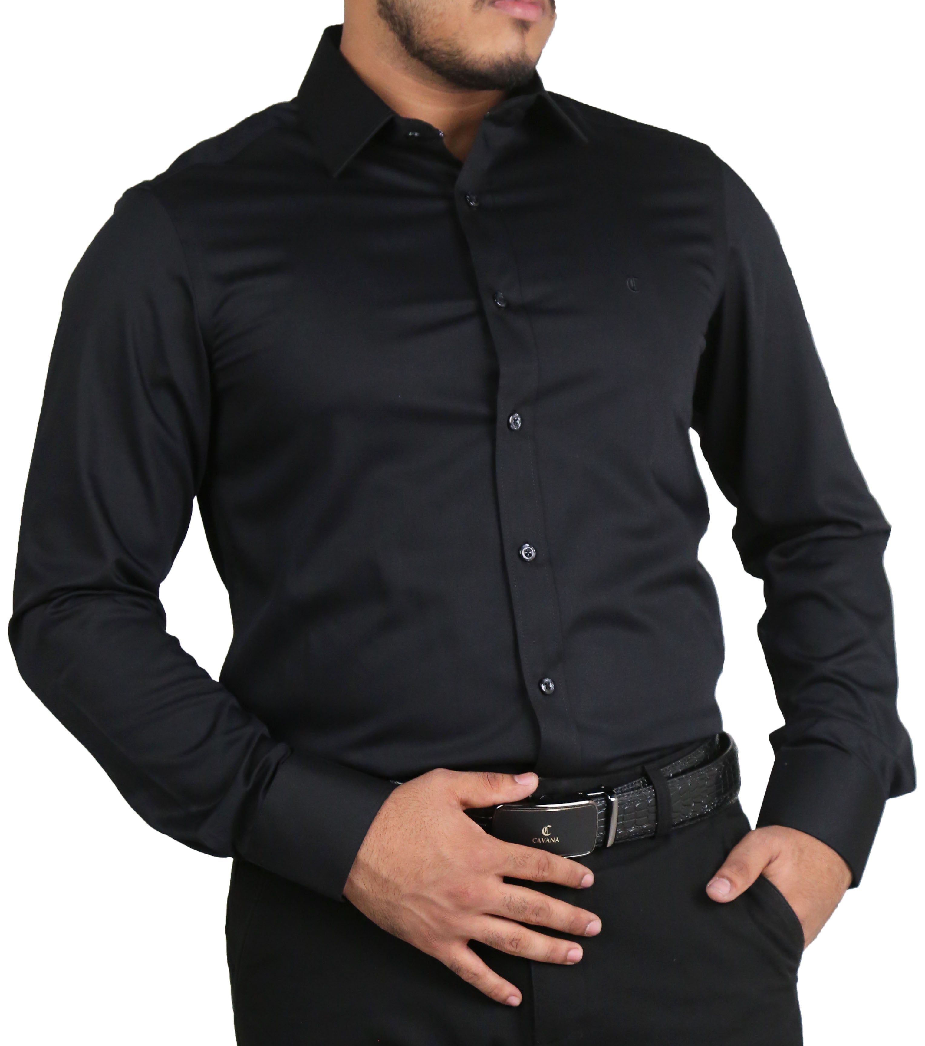 Men’s Black Formal Dress Shirt – Premium Slim Fit