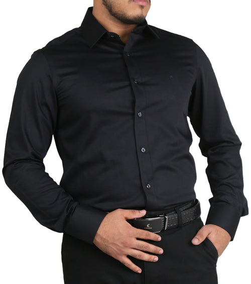 Men’s Black Formal Dress Shirt – Premium Slim Fit