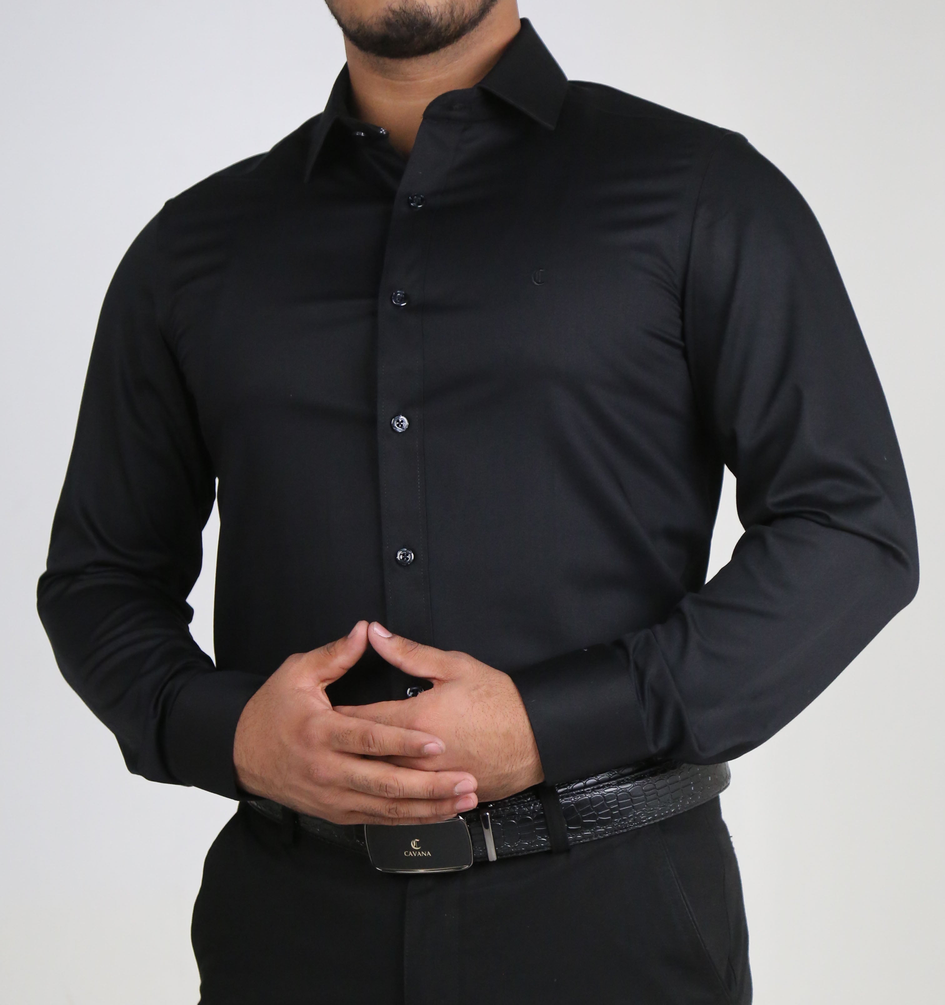 Men’s Black Formal Dress Shirt – Premium Slim Fit