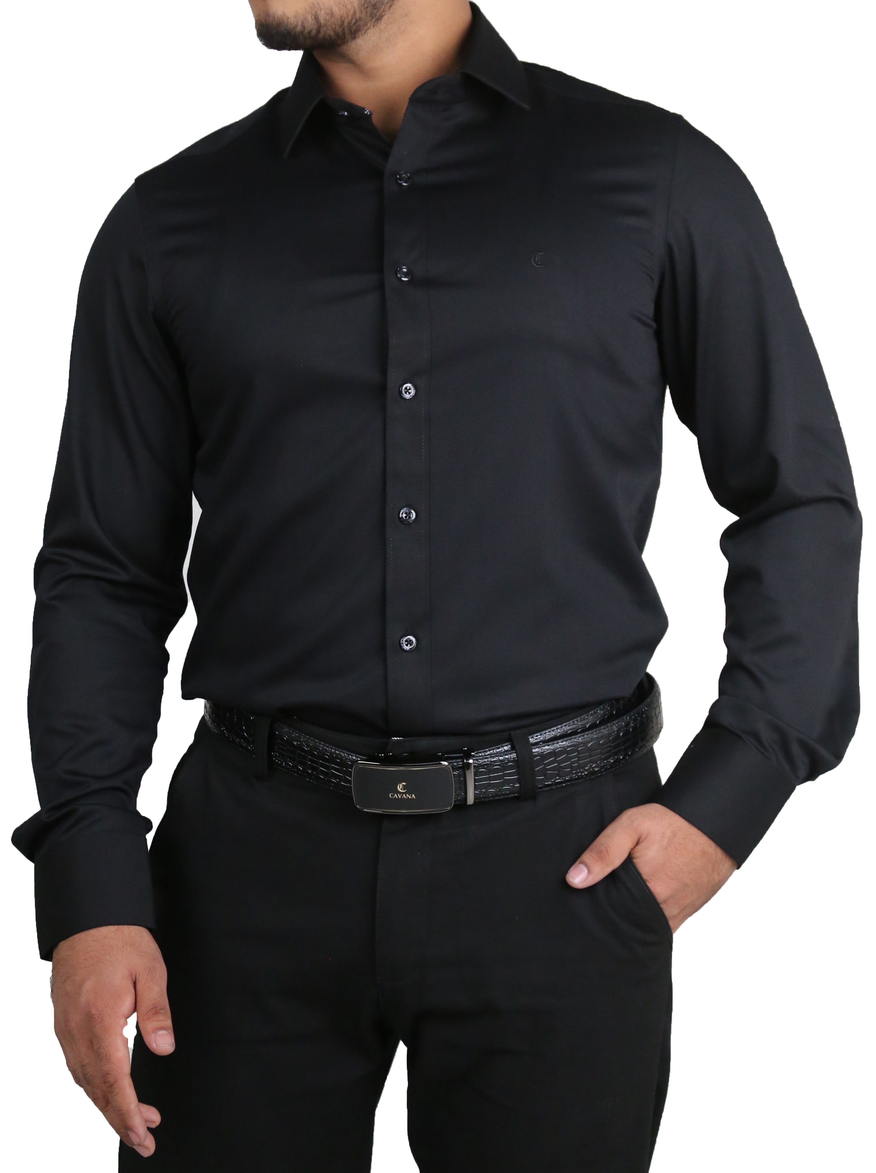 Men’s Black Formal Dress Shirt – Premium Slim Fit