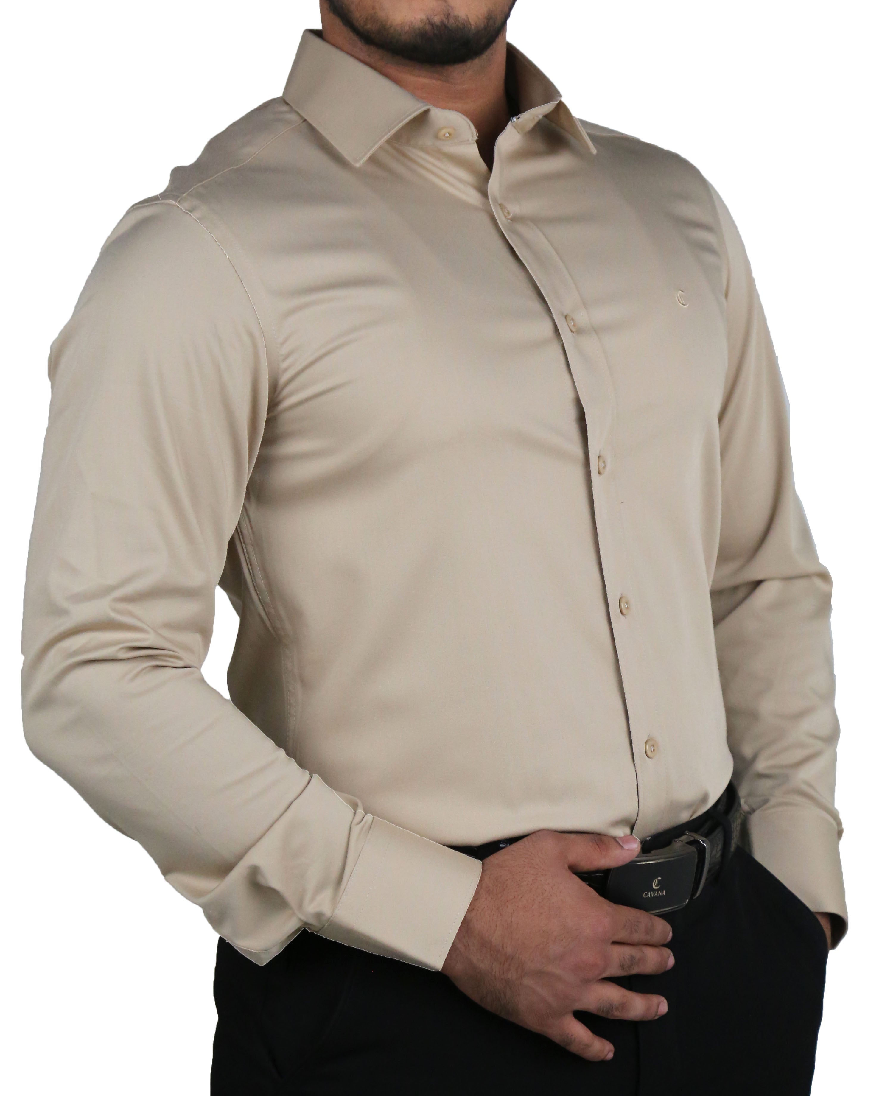 Men’s Beige Premium Formal Shirt – Smart Office Wear