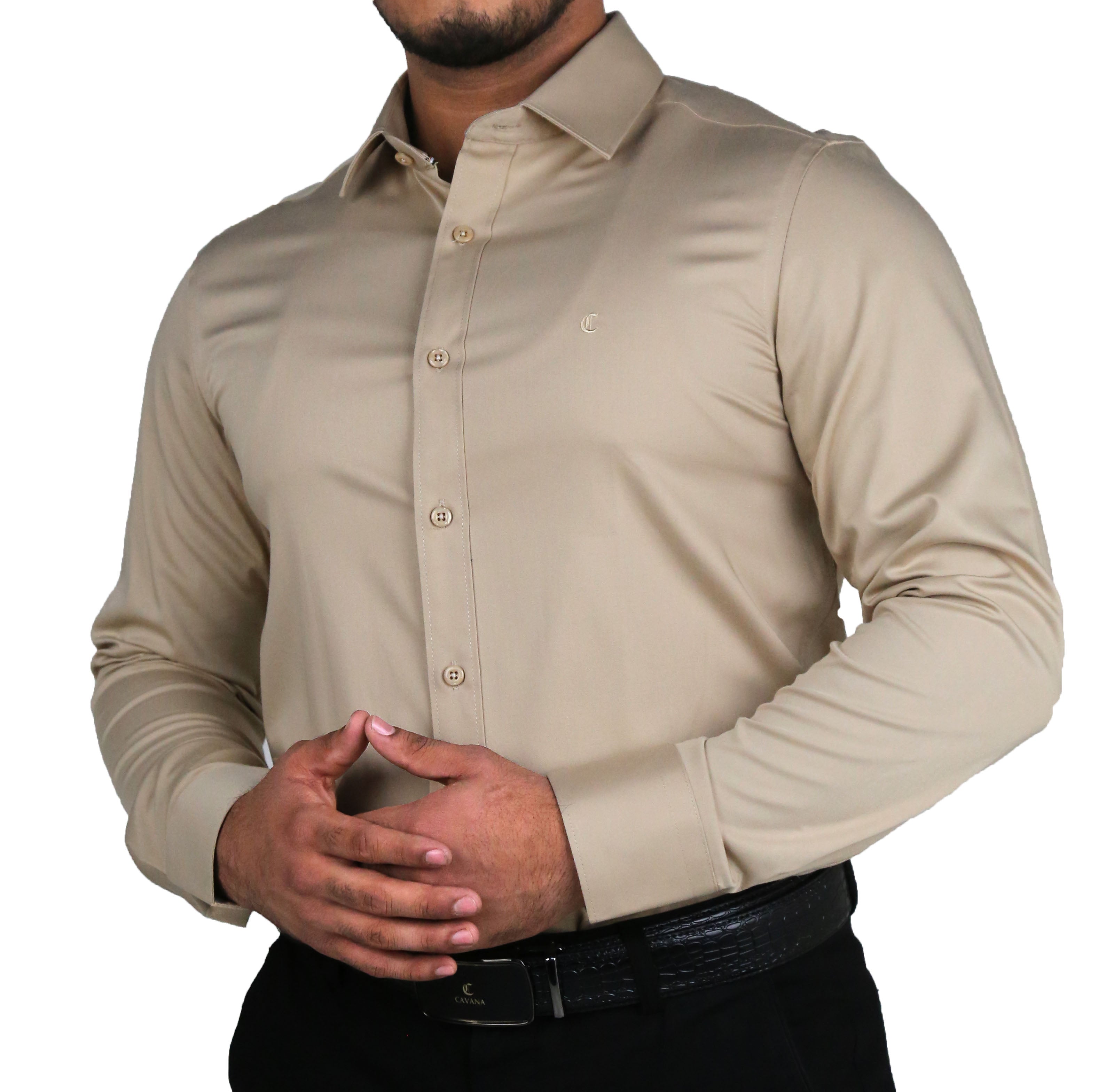 Men’s Beige Premium Formal Shirt – Smart Office Wear