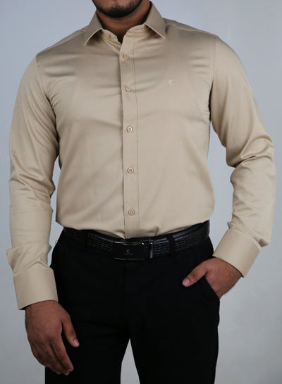Men’s Beige Premium Formal Shirt – Smart Office Wear
