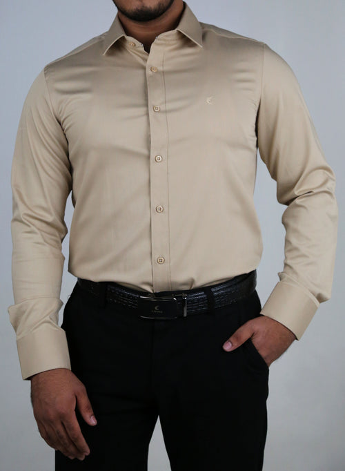 Men’s Beige Premium Formal Shirt – Smart Office Wear
