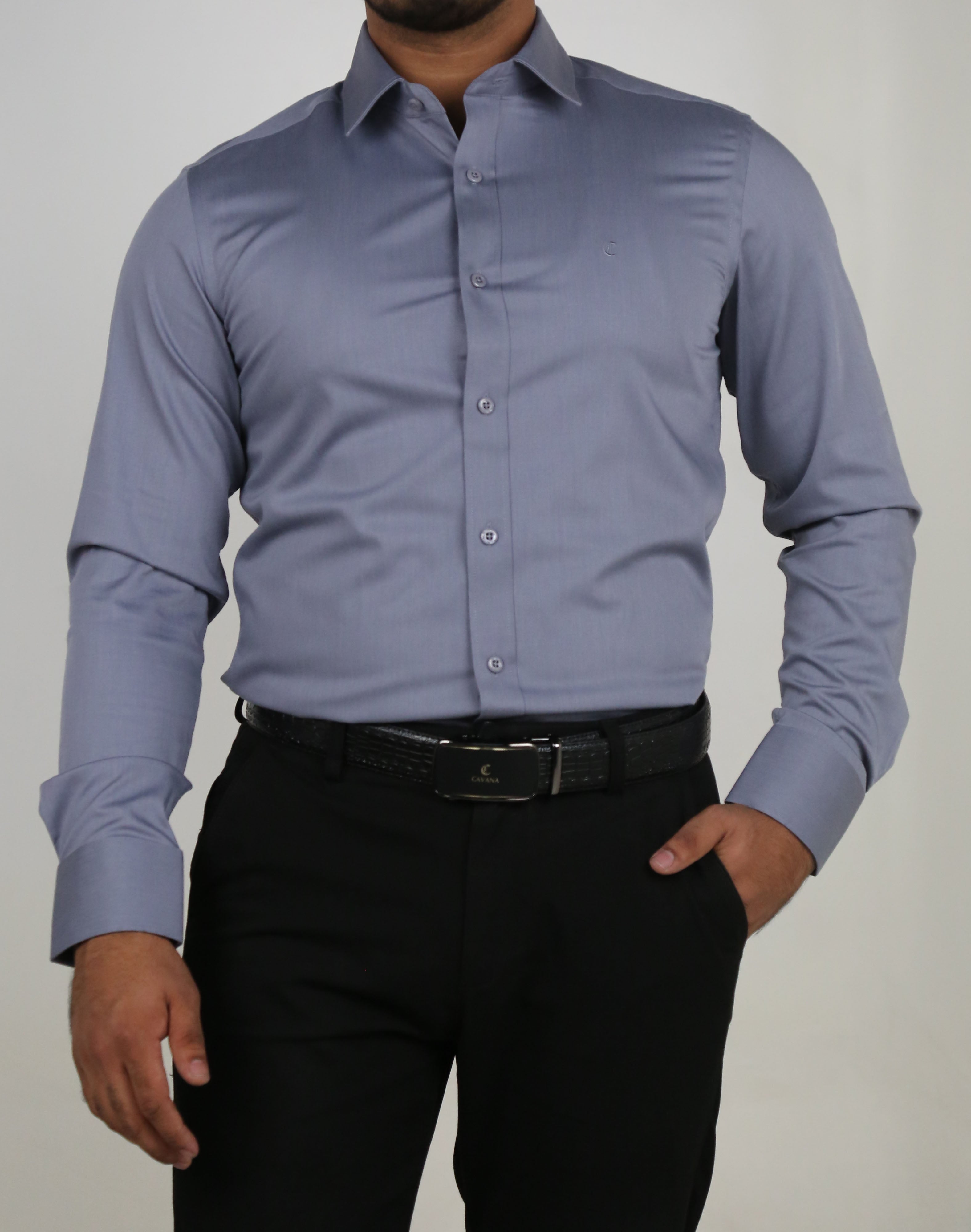 Men’s Grey Formal Shirt – Premium Slim Fit Office Wear