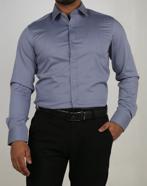 Men’s Grey Formal Shirt – Premium Slim Fit Office Wear