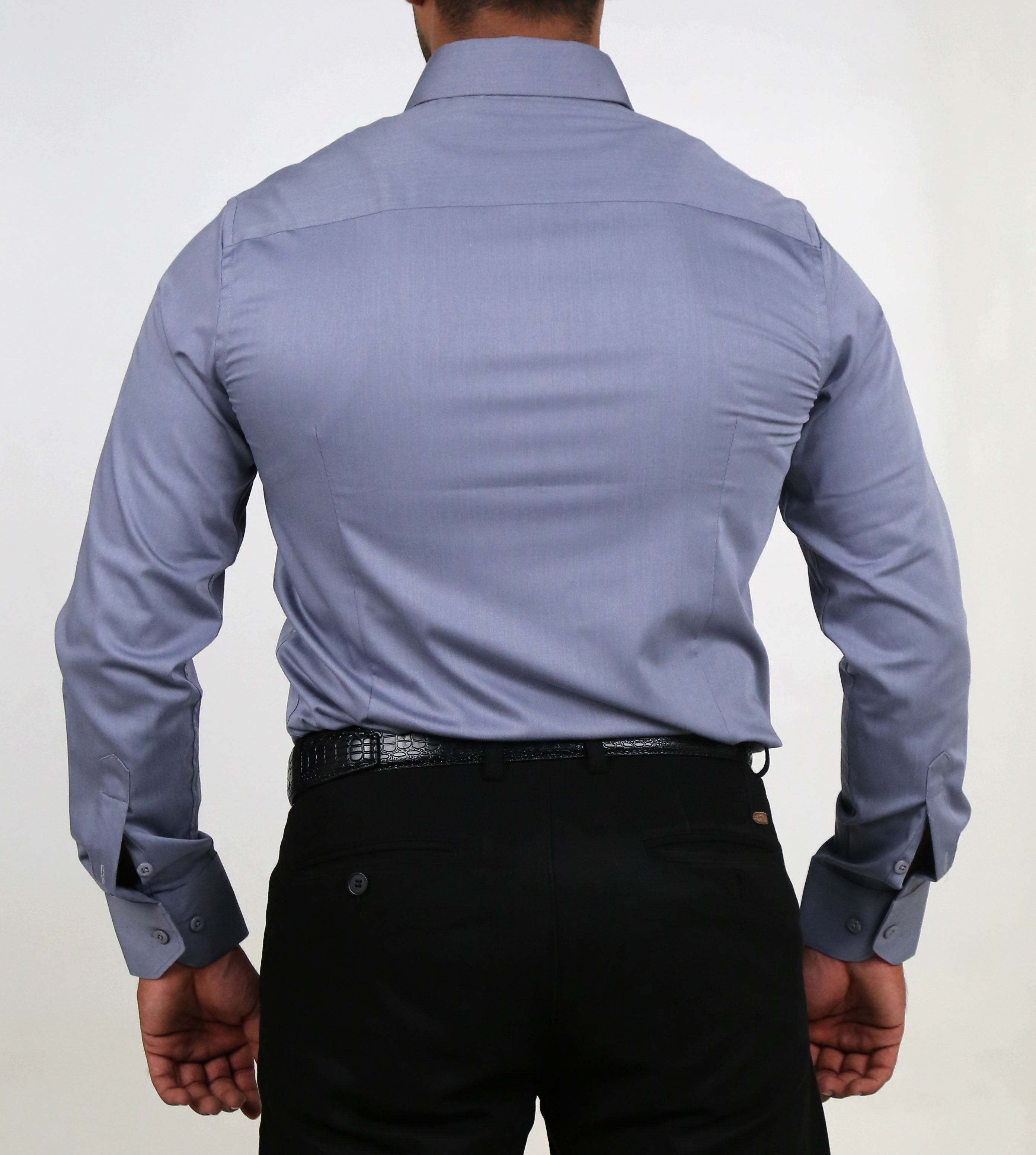 Men’s Grey Formal Shirt – Premium Slim Fit Office Wear