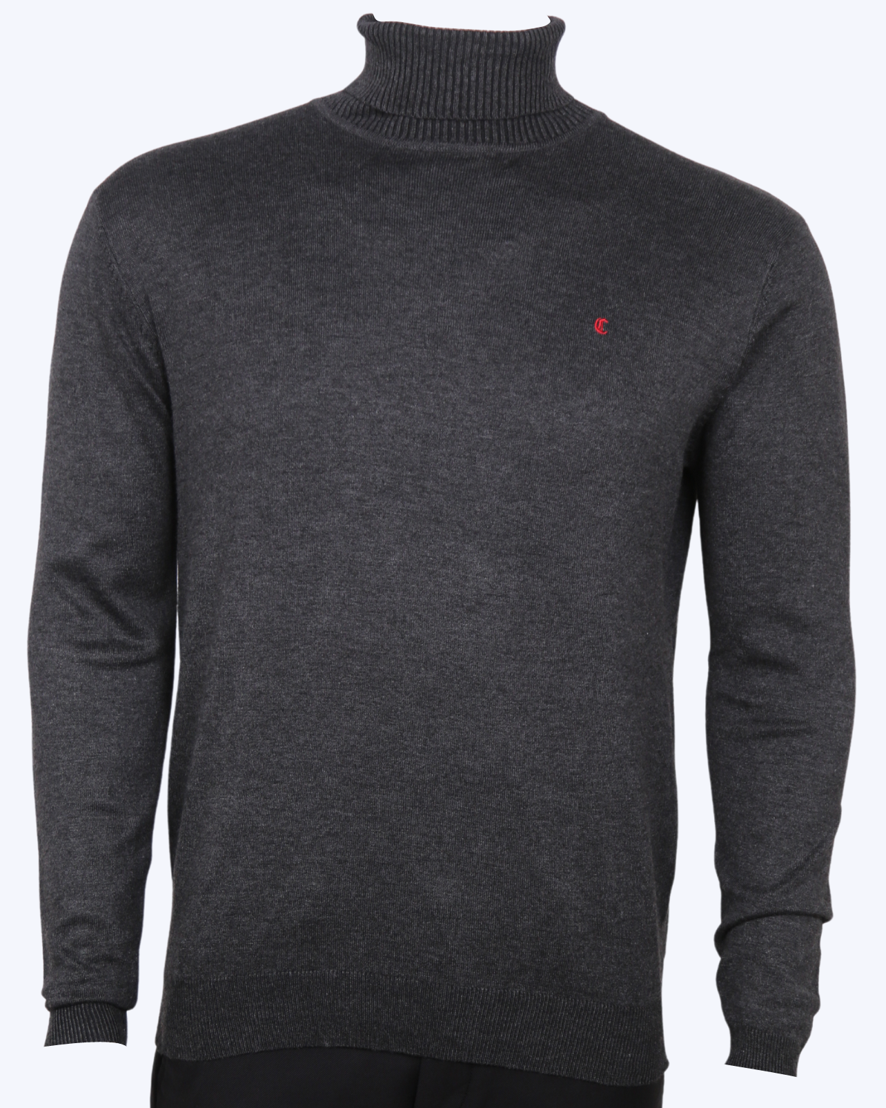 Men's Stylish Solid High Neck Warm Top, Long Sleeve Sweater