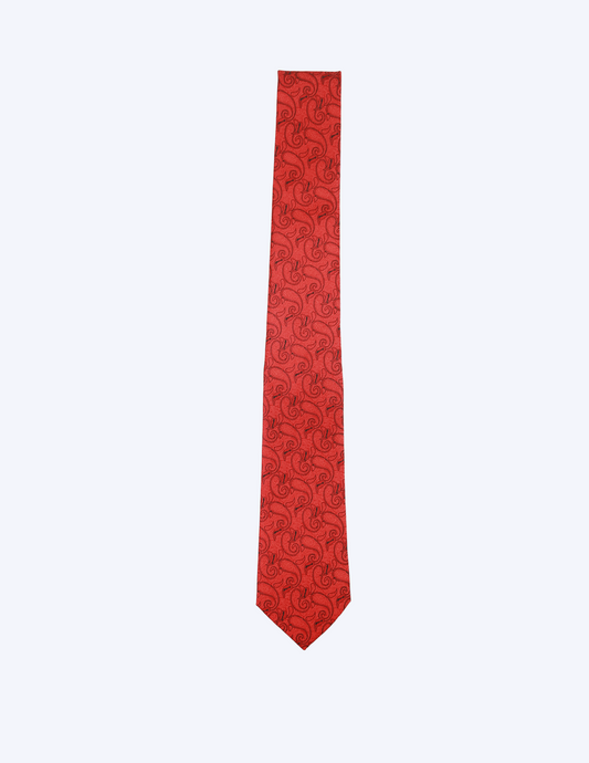 Men's Tie Red Striped Plaid Jacquard Woven Description Necktie