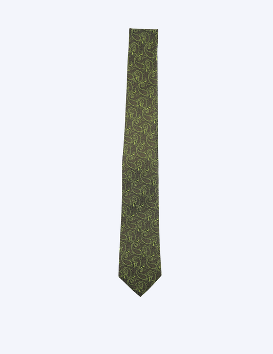 Mens Next Forest Green Textured Paisley Tie