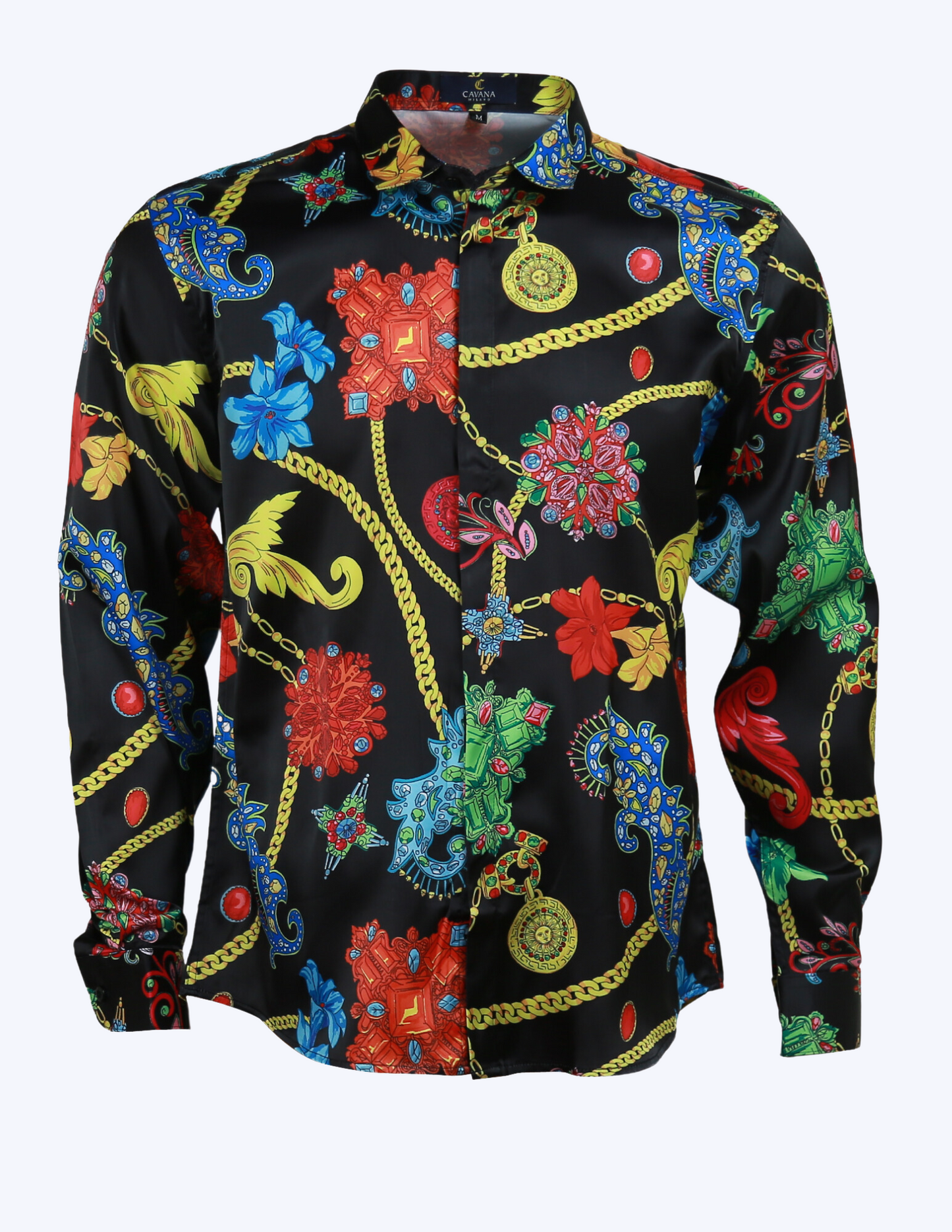 Men's Vintage-Inspired Floral Pattern  Long Sleeve Shirt