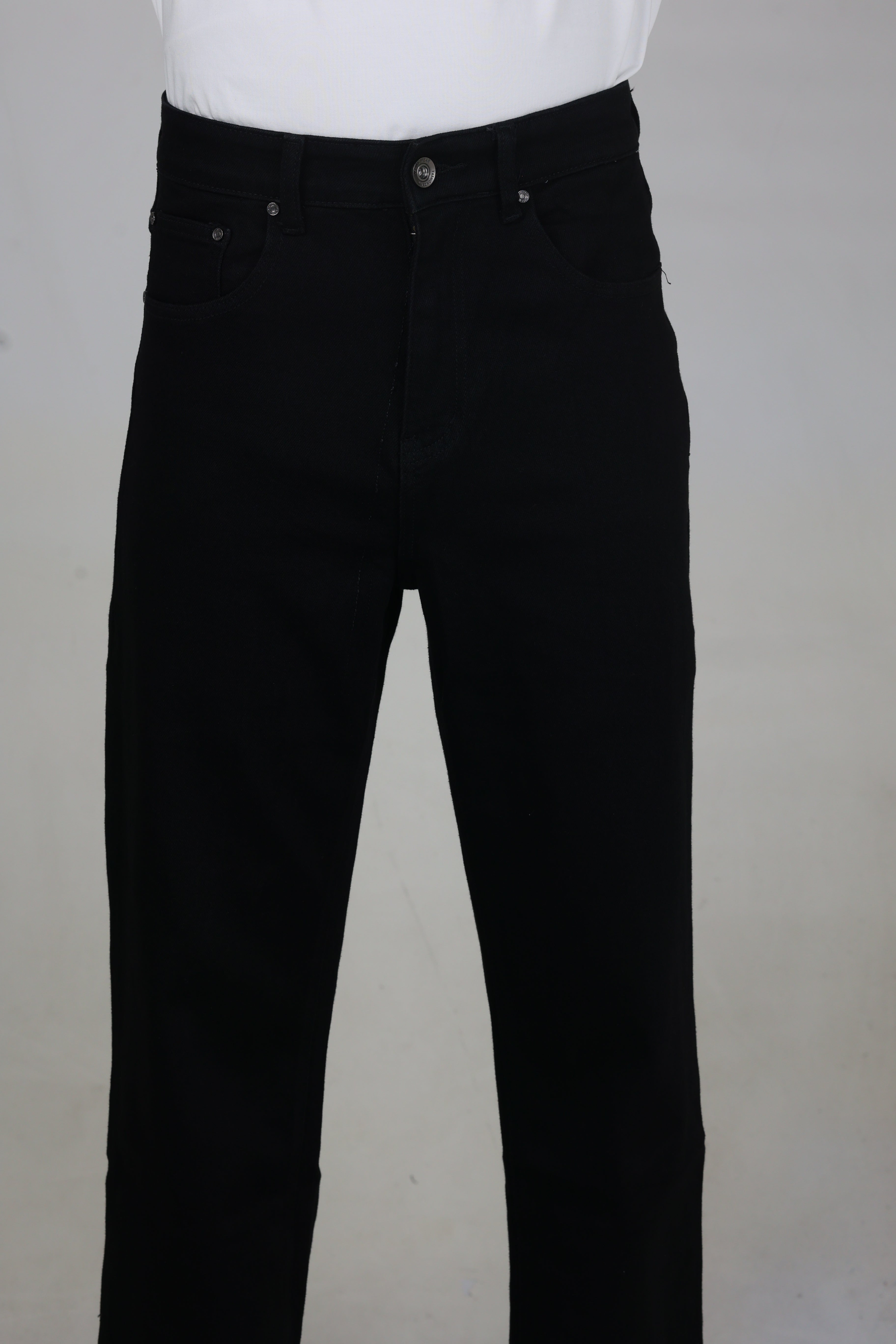 Classic Slim Fit Black Denim Jeans for Men