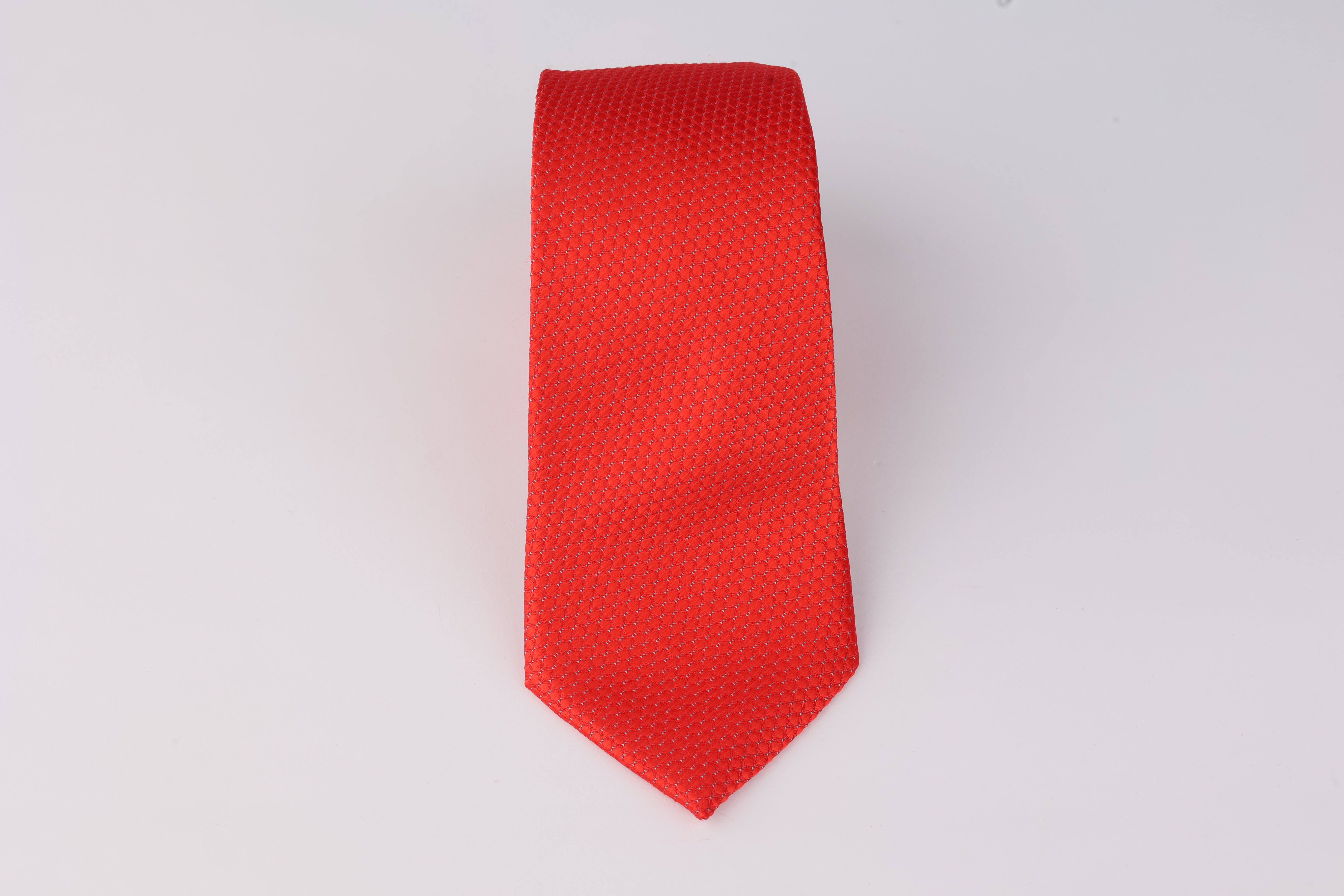 Men's Tie Red Striped Plaid Jacquard Woven Description Necktie