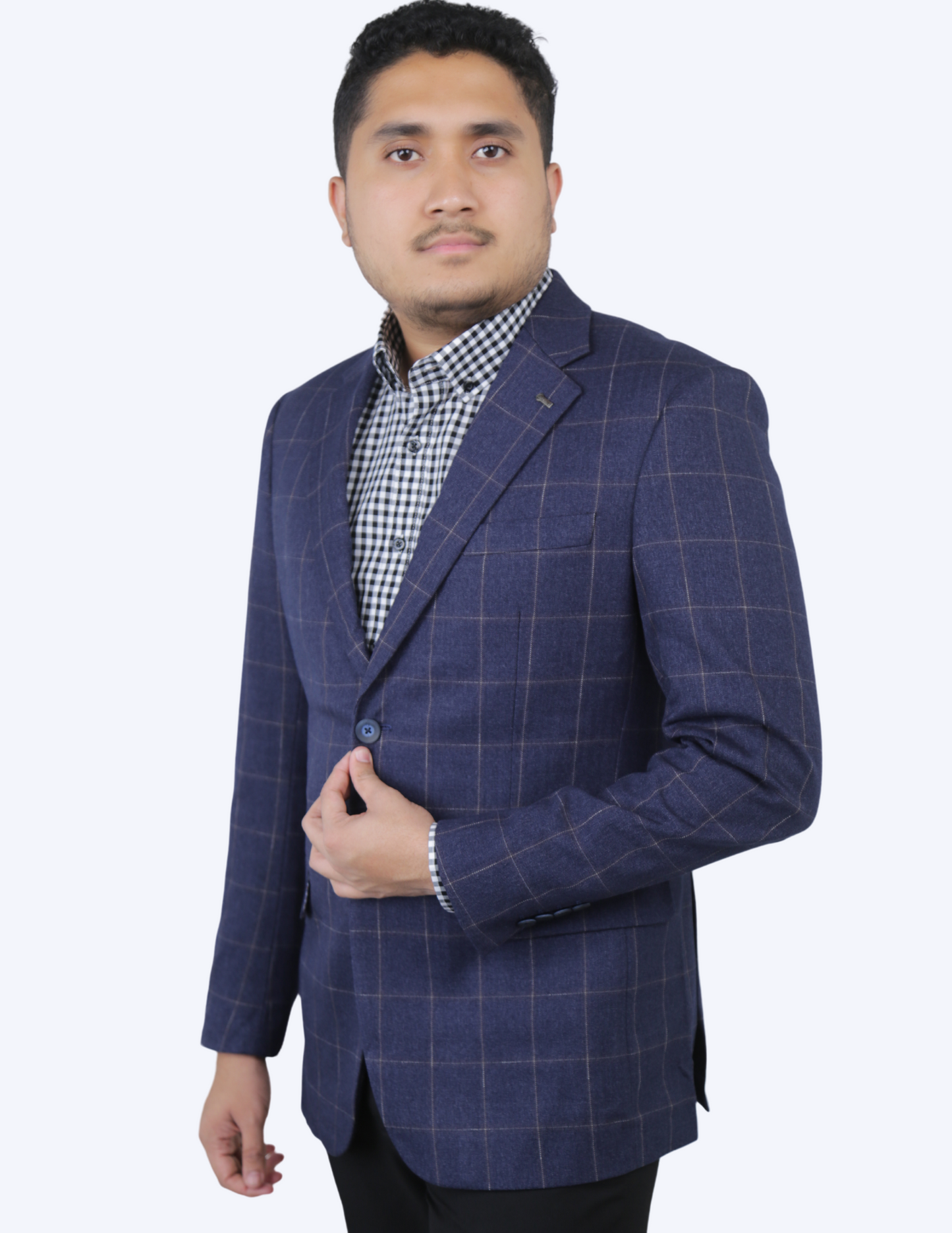 Cavana Men's Checked Bright Blue Blazer