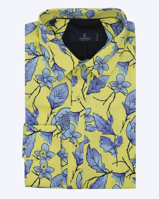 CAVANA Men's Floral Pattern Shirt