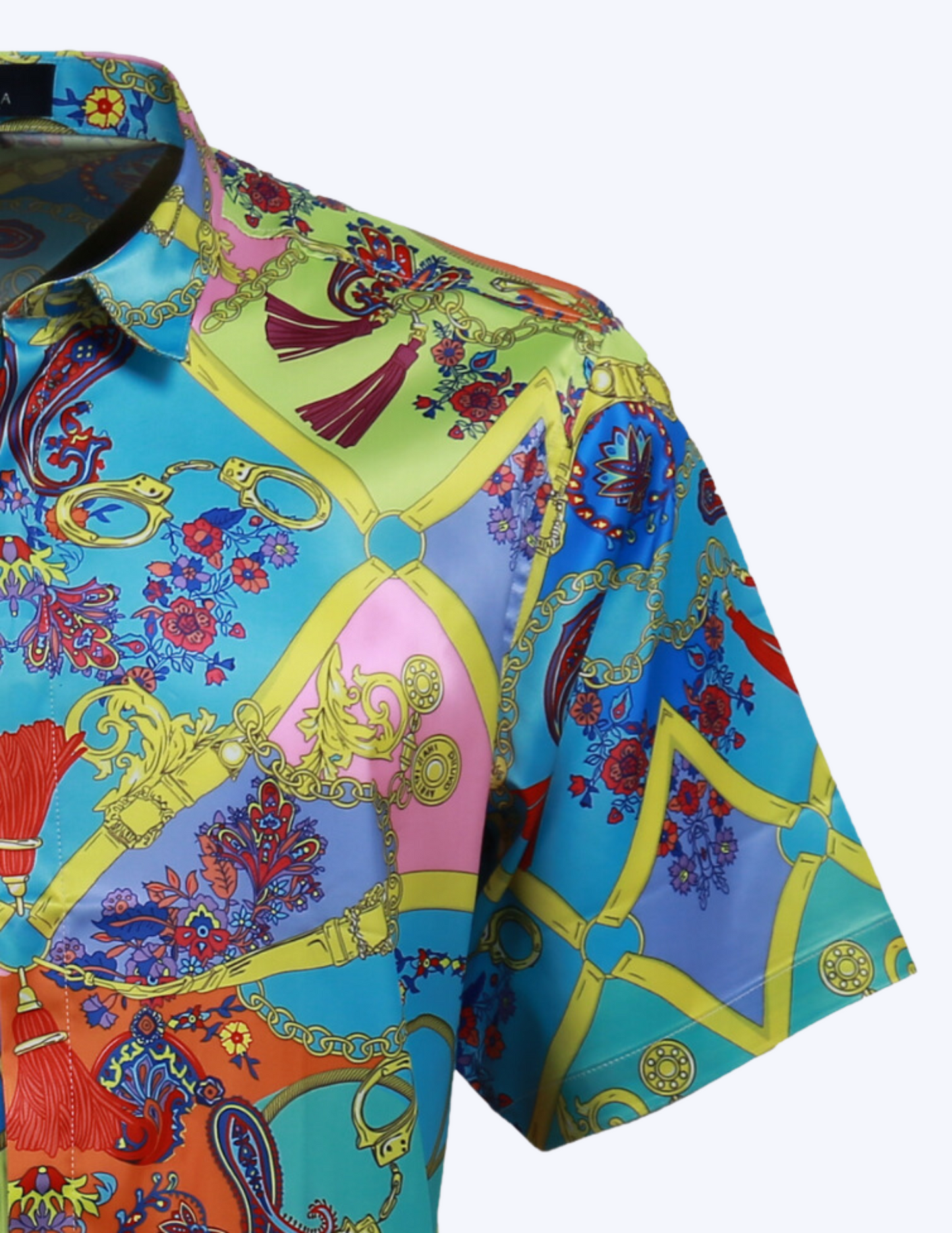 Men's Stylish Floral Pattern Lapel Short Sleeve Shirt