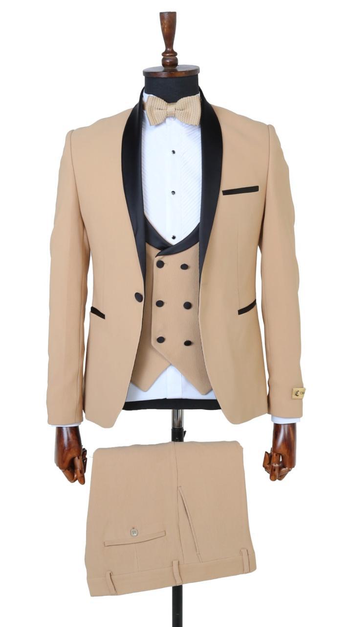 Mens 4 Piece Suit Slim Fit One Button Solid Color Wedding Classic Tuxedo suit