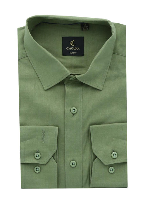 Men's Olive Green Slim Fit Oxford Formal Shirt – Smart Business Style