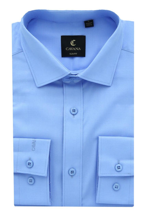 Men's Sky Blue Slim Fit Oxford Formal Shirt – Classic Office Essential