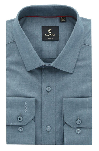 Men's Steel Grey Oxford Formal Shirt – Modern Business Attire