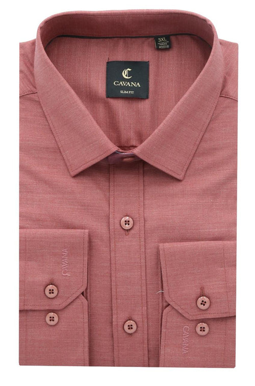 Men's Salmon Pink Oxford Formal Shirt – Premium Slim Fit
