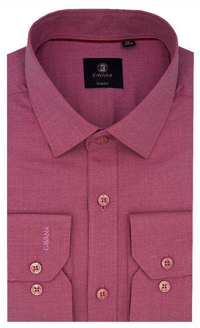 Men's Dusty Rose Oxford  Slim Fit Dress Shirt – Modern Business Style