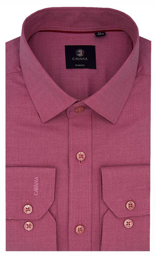 Men's Dusty Rose Oxford  Slim Fit Dress Shirt – Modern Business Style