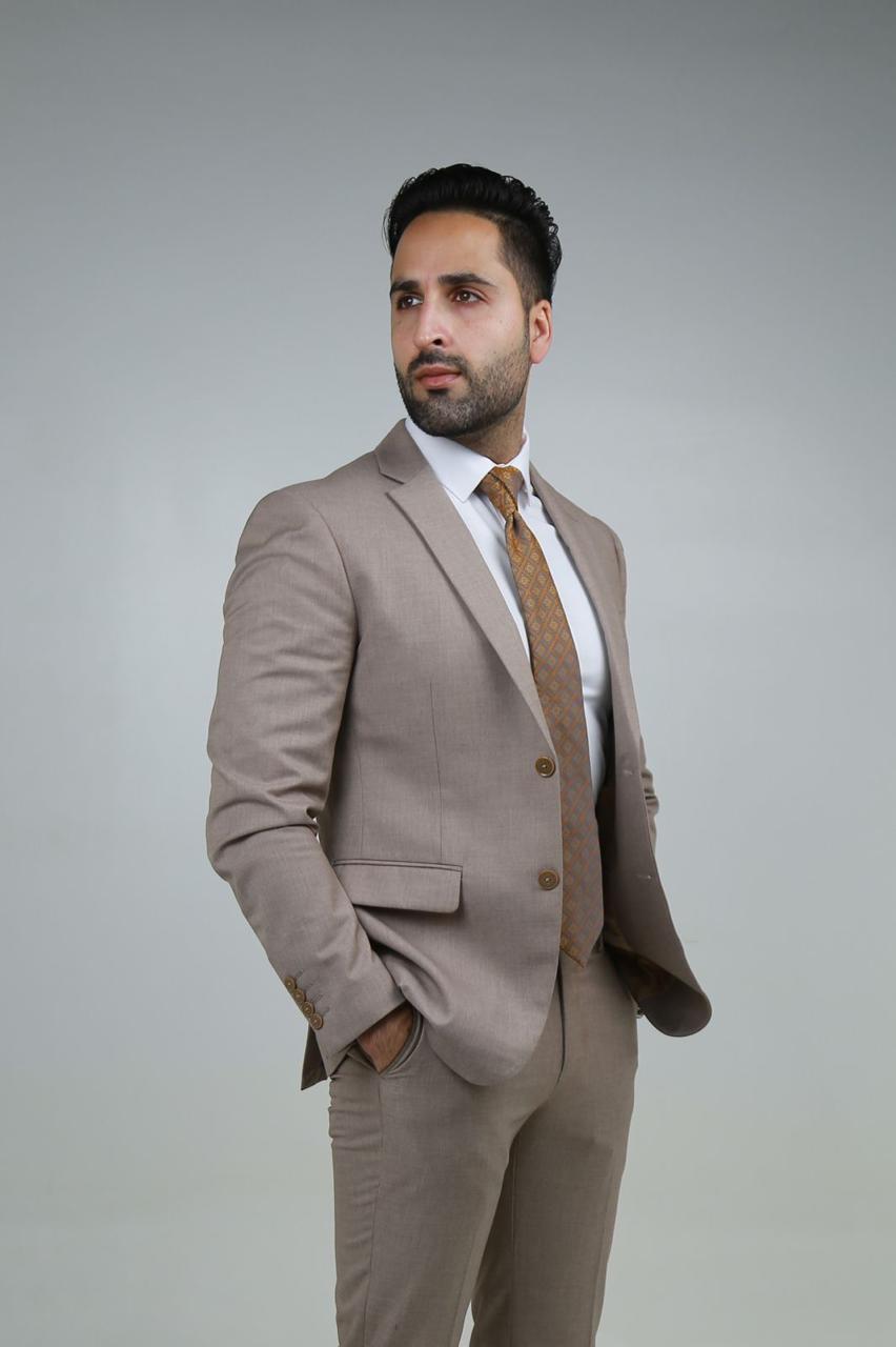 Classic Beige Slim Fit Men’s Suit