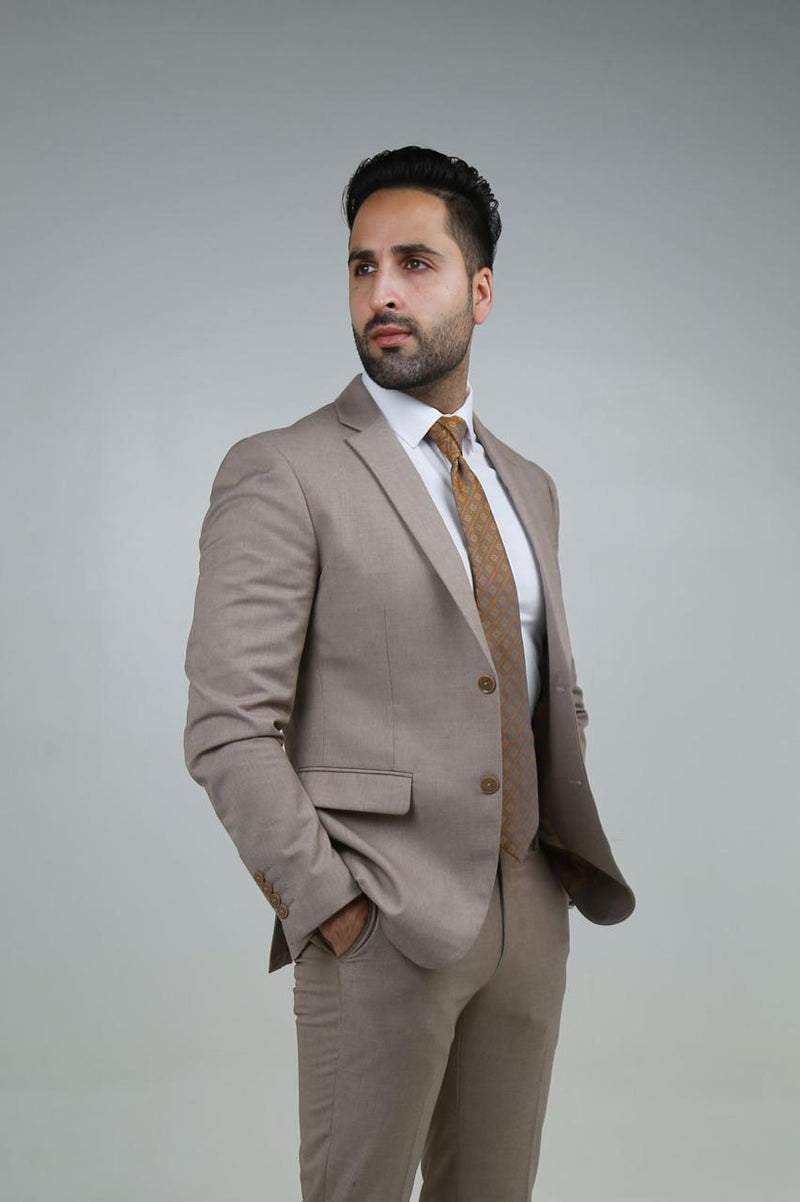Classic Beige Slim Fit Men’s Suit